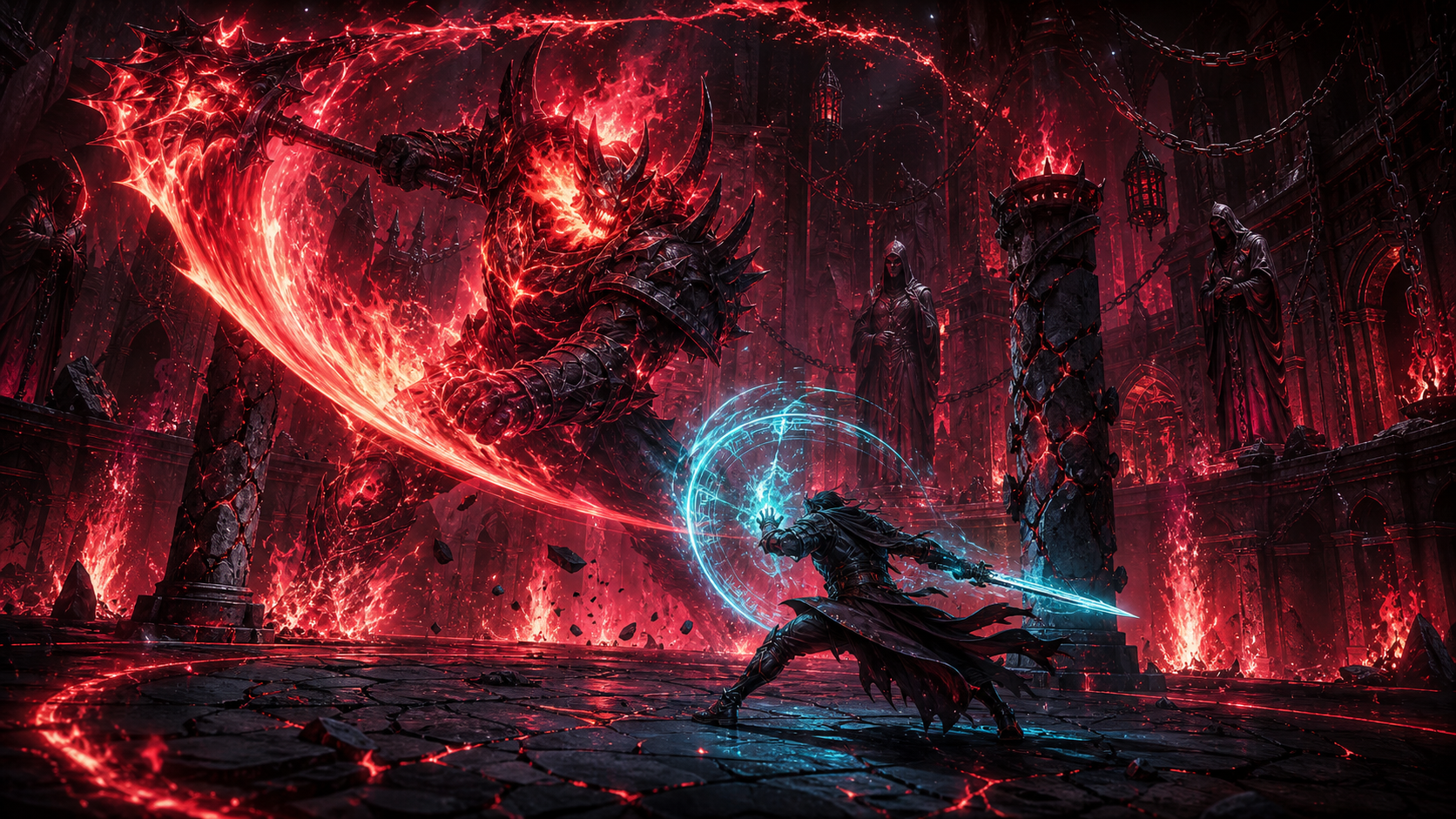 The Blood of Lenar: Obsidian Descent boss fight concept art