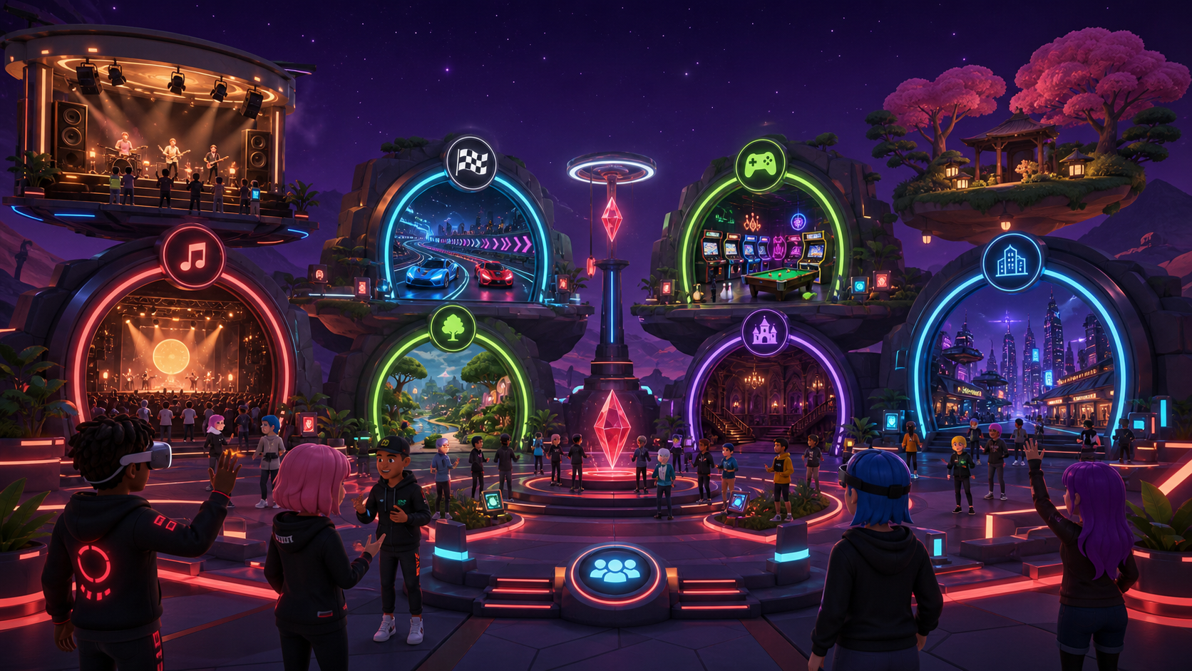 Entertune World connected VR hub concept art